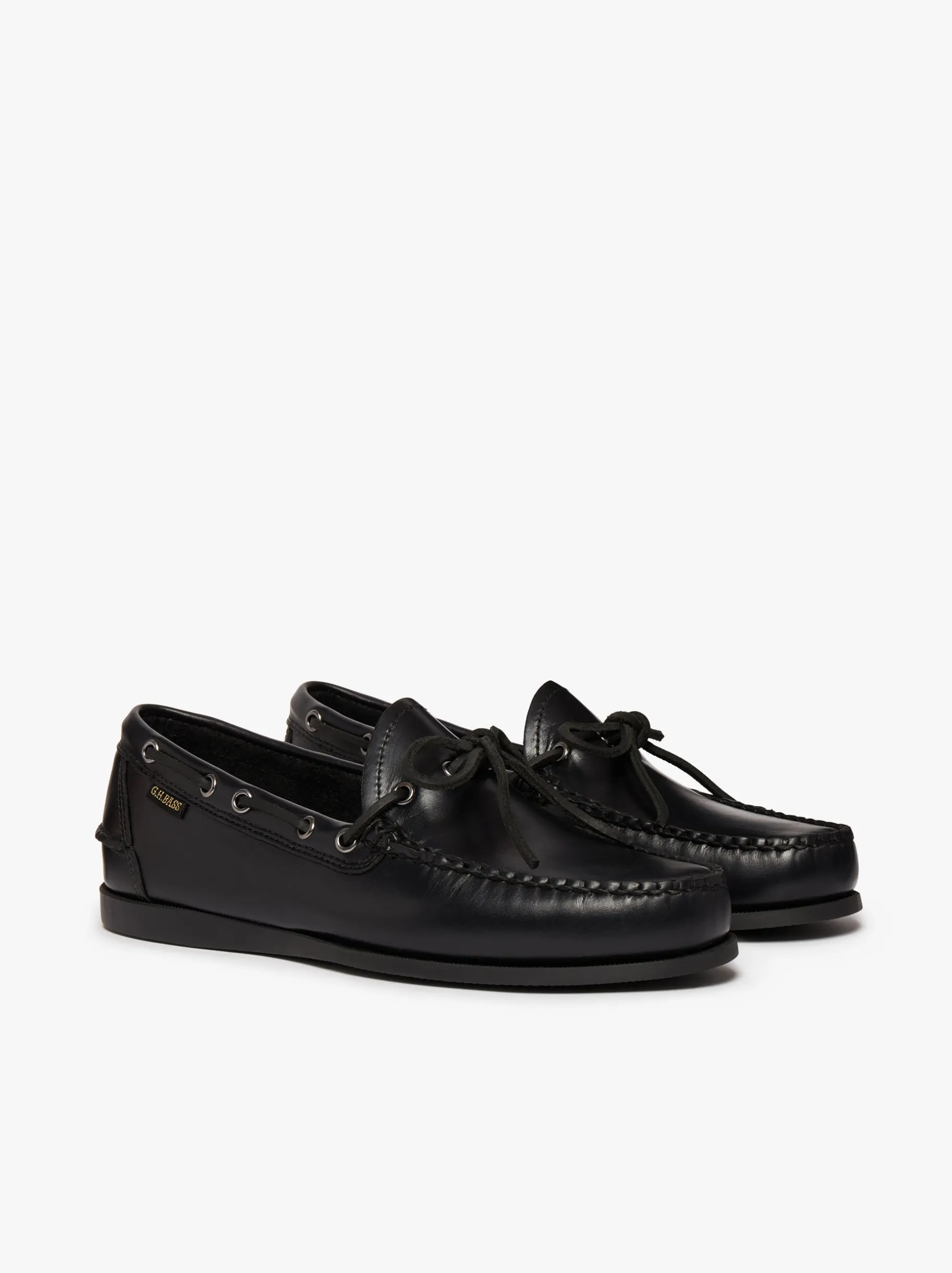 Clearance Camp Moc Decker Shoes Black Pull up leather Boat Shoes