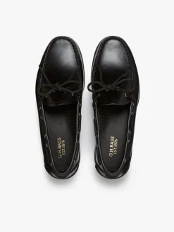 Clearance Camp Moc Decker Shoes Black Pull up leather Boat Shoes