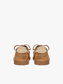 Outlet Mini Lug Hampton Tan and Oiled Suede Boat Shoes