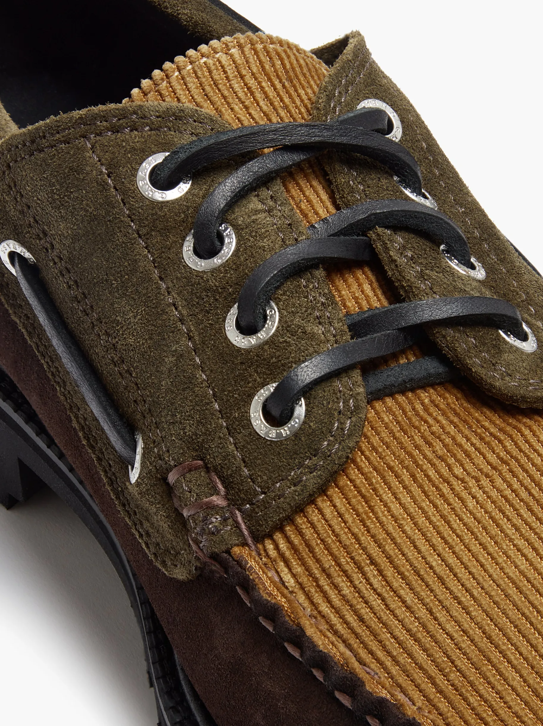 Discount Ranger Camp Moc Dark Brown and Tan Corduroy Boots & Moccasins