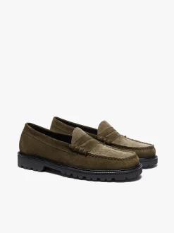 Weejuns Larson Lug Penny Loafers Combat Suede and Olive Corduroy Penny Loafers