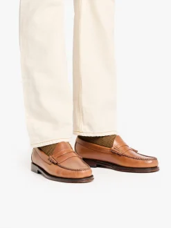 Outlet Weejuns Larson Penny Loafers Tan pull up leather Penny Loafers