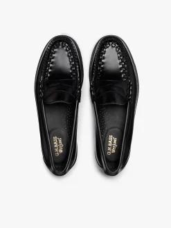 Discount Weejuns Larson Weave Loafers Black Leather Penny Loafers