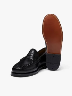 Discount Weejuns Larson Weave Loafers Black Leather Penny Loafers