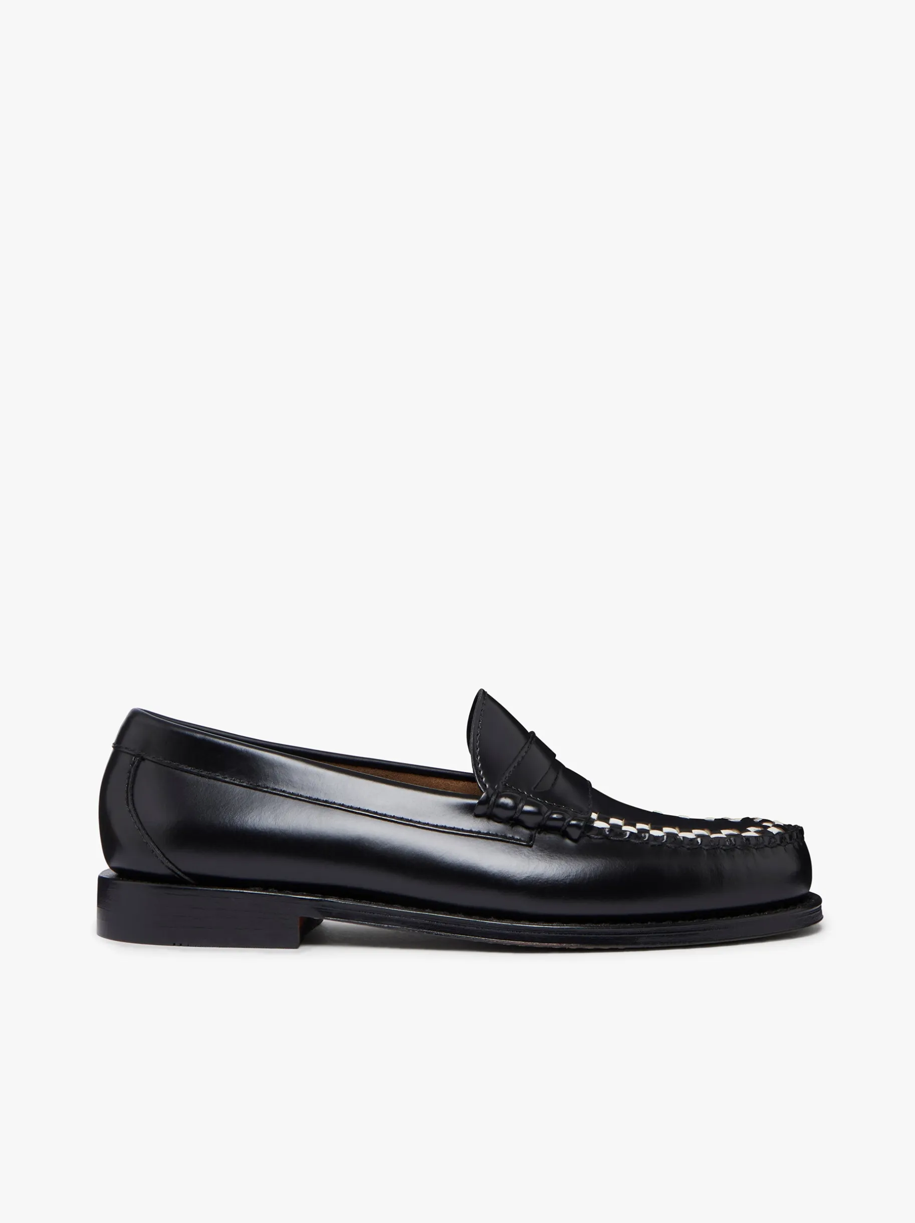 Weejuns Larson Weave Loafers Black & White Leather Penny Loafers