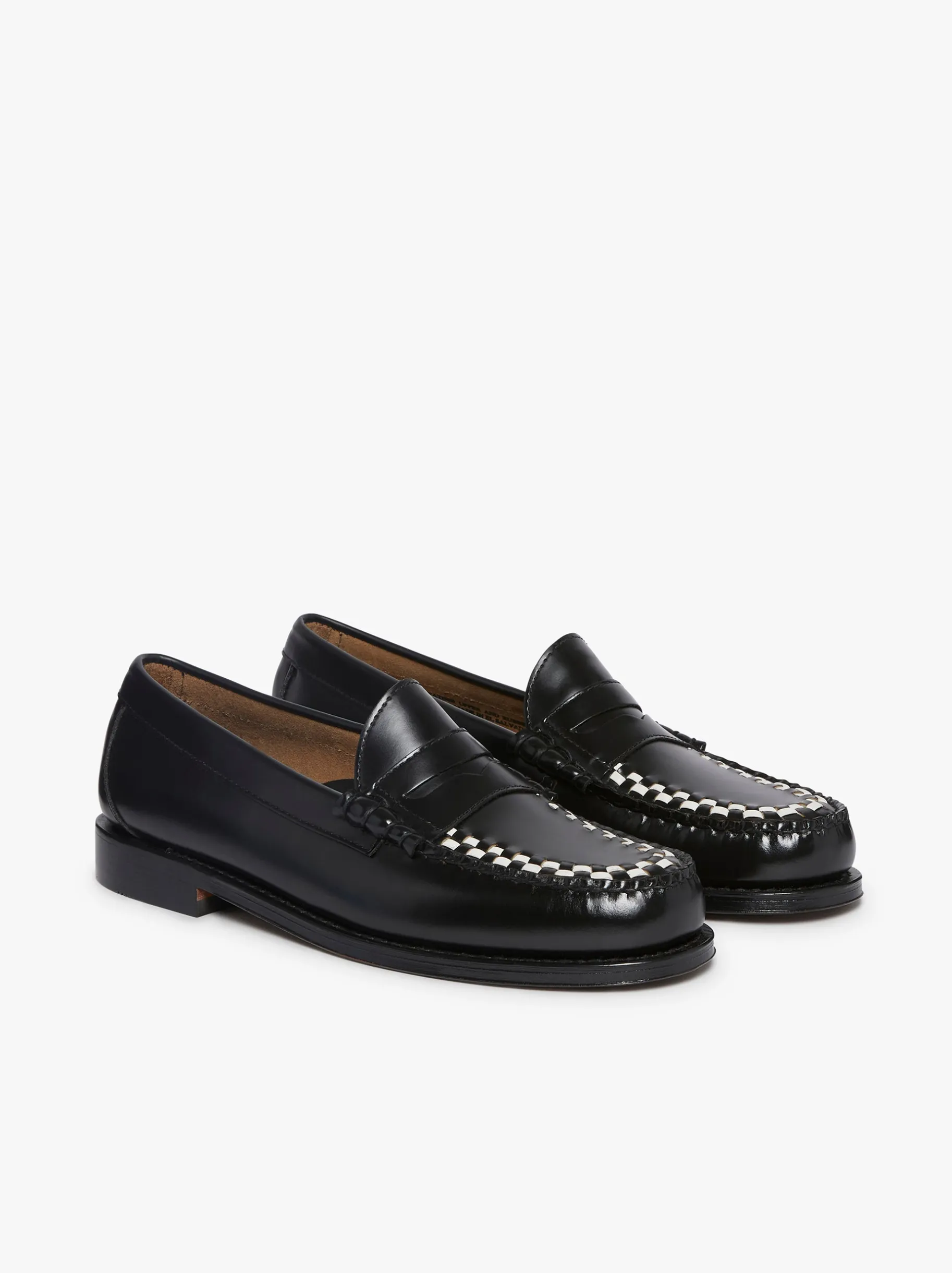 Weejuns Larson Weave Loafers Black & White Leather Penny Loafers