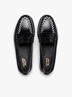 Weejuns Larson Weave Loafers Black & White Leather Penny Loafers