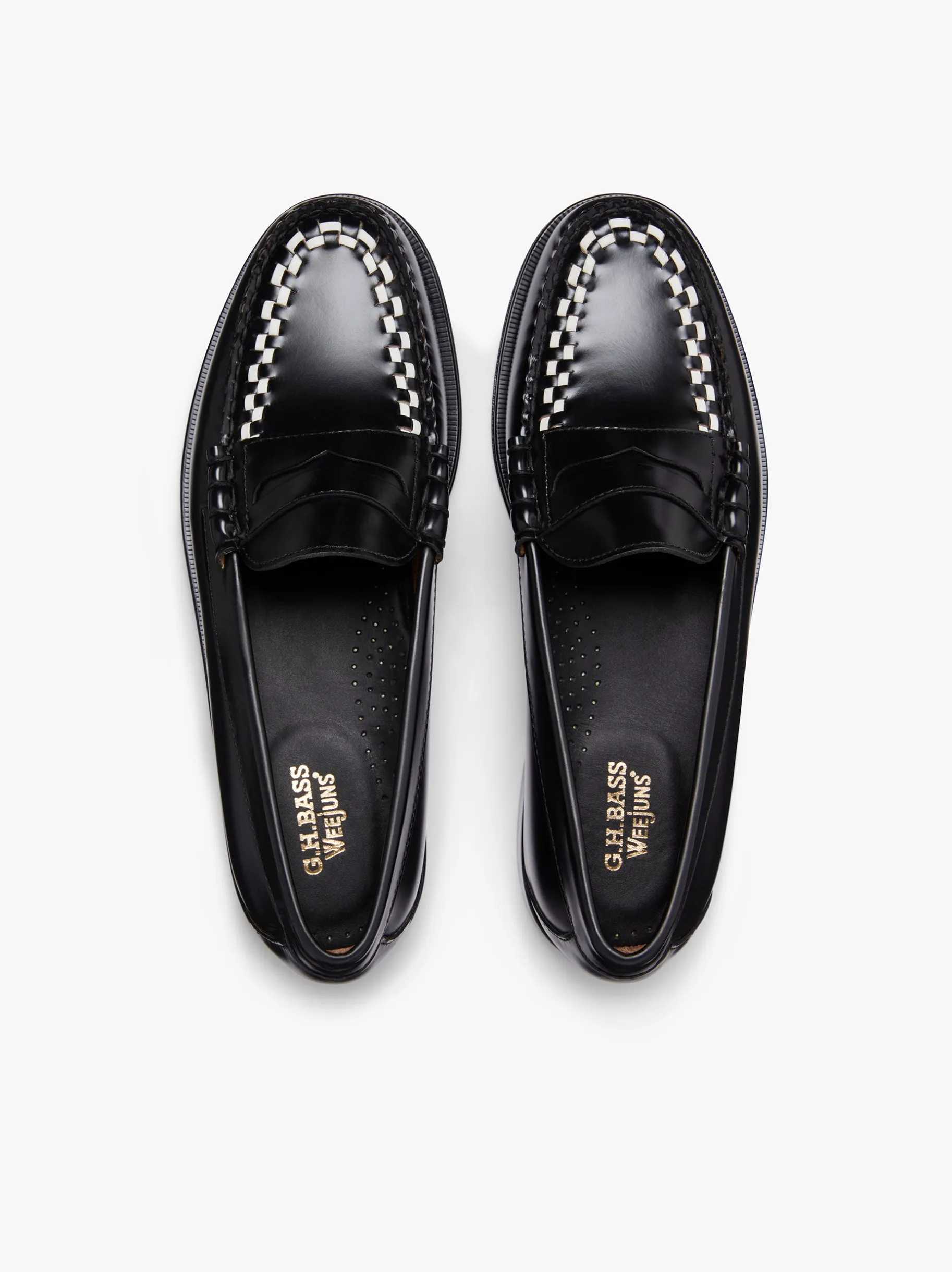 Weejuns Larson Weave Loafers Black & White Leather Penny Loafers