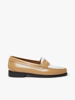 Outlet Weejuns Penny Loafers Beige and white soft leather Women Penny Loafers