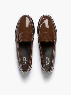 Outlet Weejuns Penny Loafers Dark Brown Patent Leather Women Penny Loafers