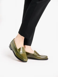 Outlet Weejuns Penny Loafers green leather Women Penny Loafers