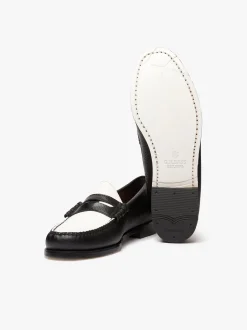New Weejuns Reigning Champ Larson Penny Loafers Black and white leather Penny Loafers