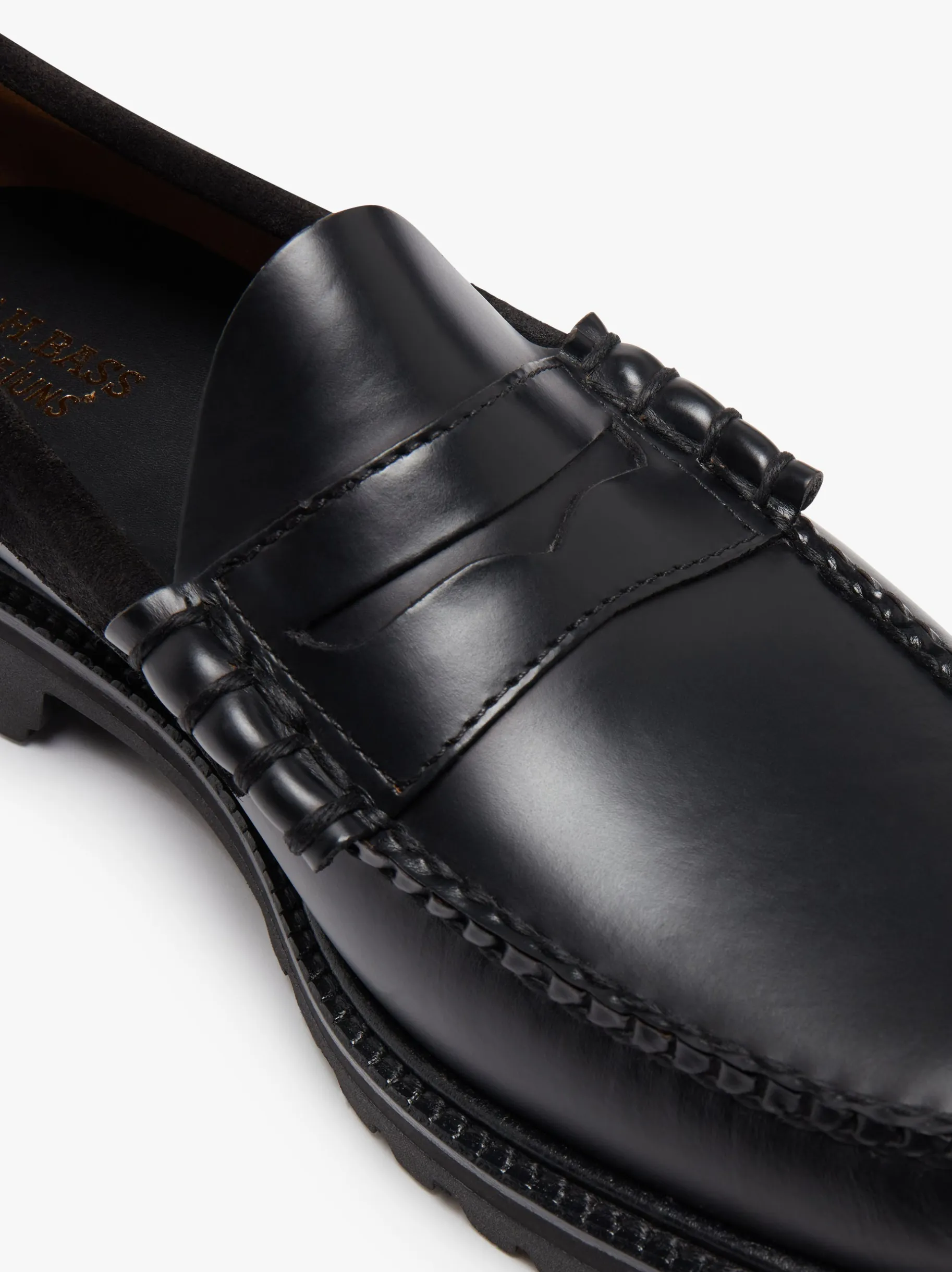 Best Weejuns 90's Larson Penny Loafers Black Leather & Suede Chunky Loafers