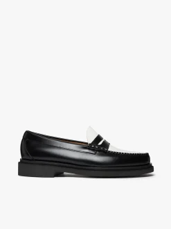 Hot Weejuns Step Larson Penny Loafers Black & White Leather Penny Loafers