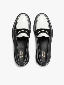 Hot Weejuns Step Larson Penny Loafers Black & White Leather Penny Loafers
