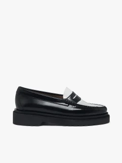 Online Weejuns Step Penny Loafers Black & White Leather Women Penny Loafers
