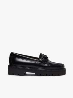 Best Weejuns Super Lug Lianna Super Bit Loafers Black Leather Women Penny Loafers