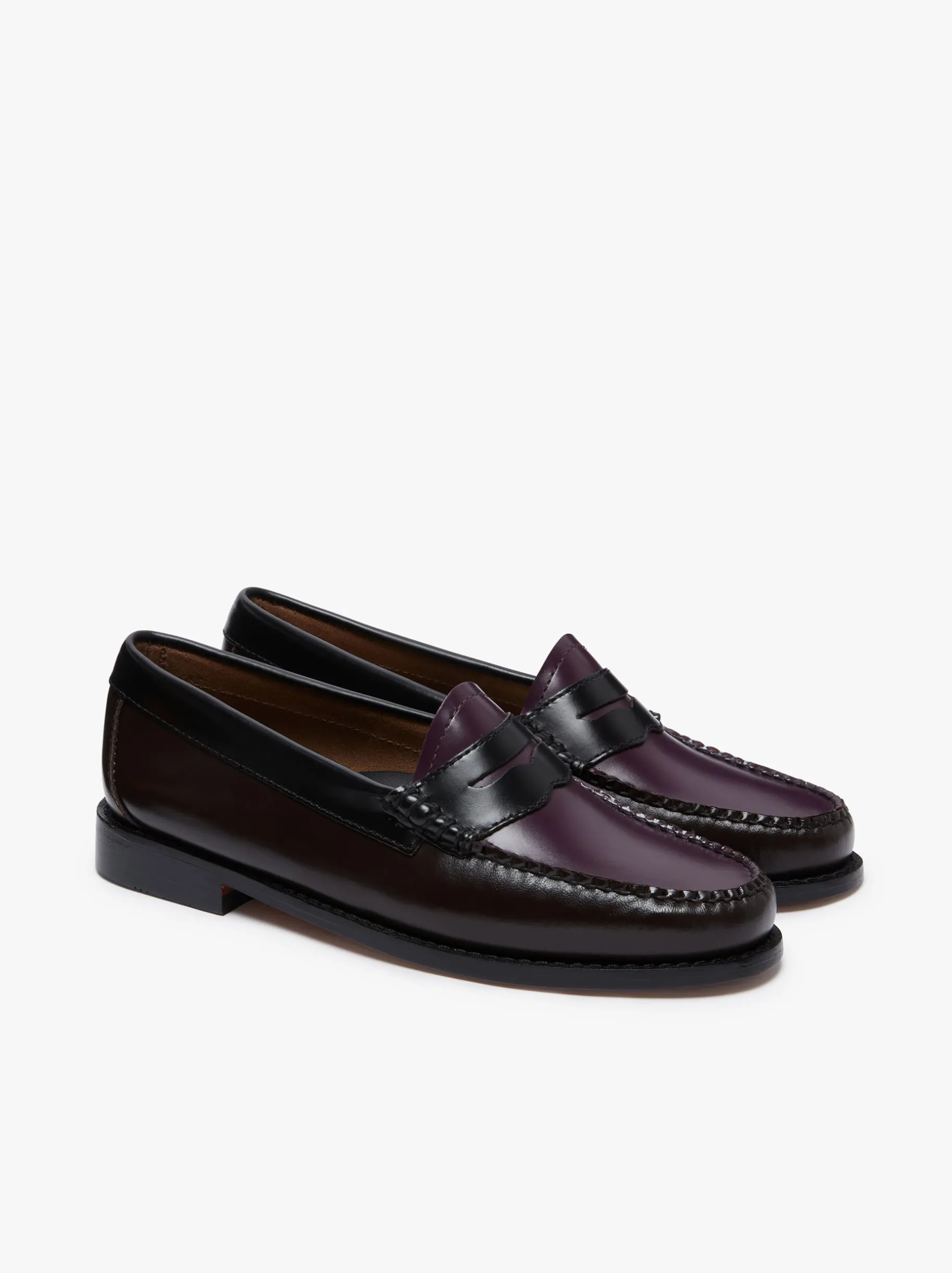 Clearance Weejuns Tricolour Penny Loafers Dark Brown, Black & Plum Leather Women Penny Loafers