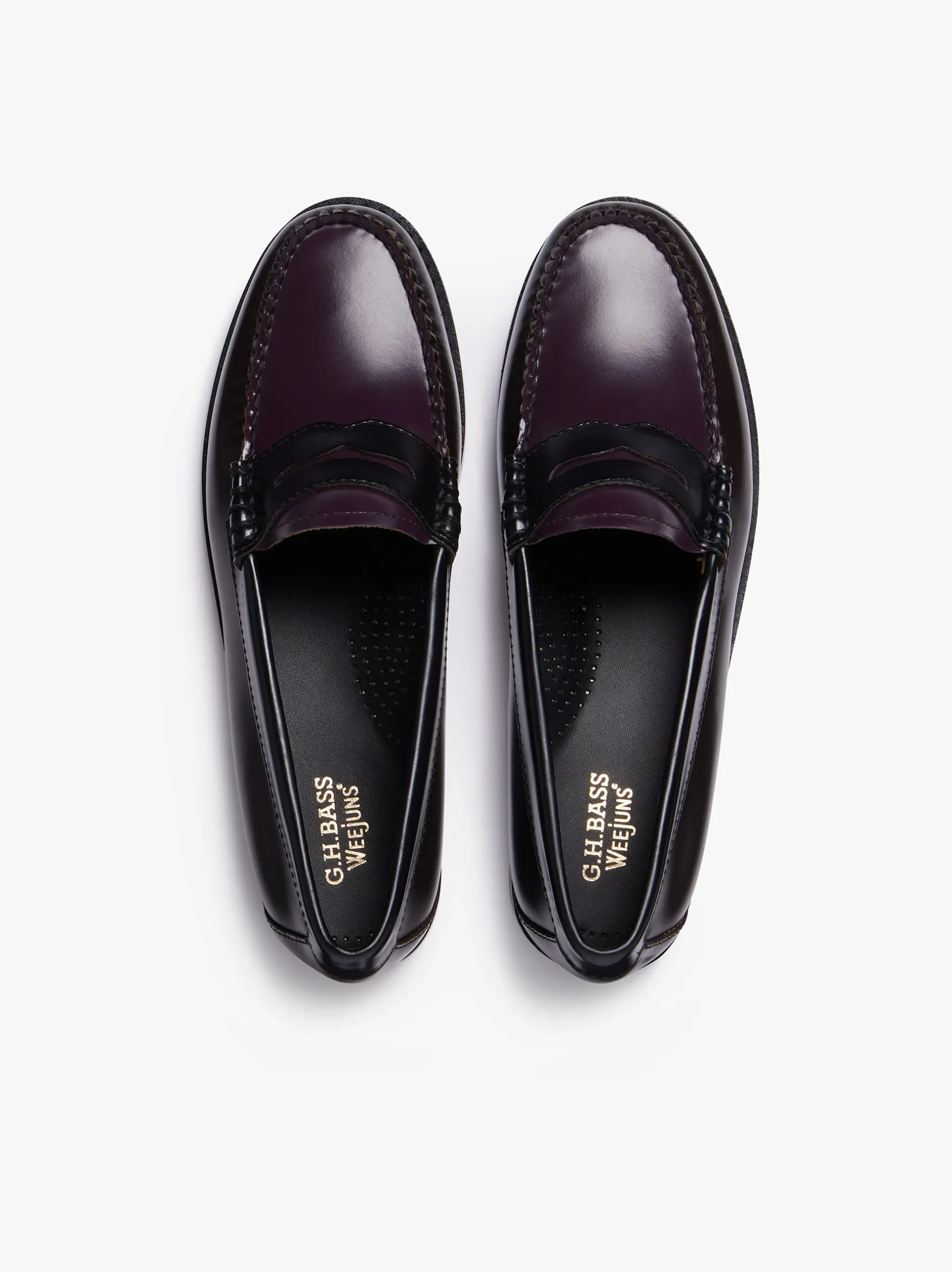 Clearance Weejuns Tricolour Penny Loafers Dark Brown, Black & Plum Leather Women Penny Loafers