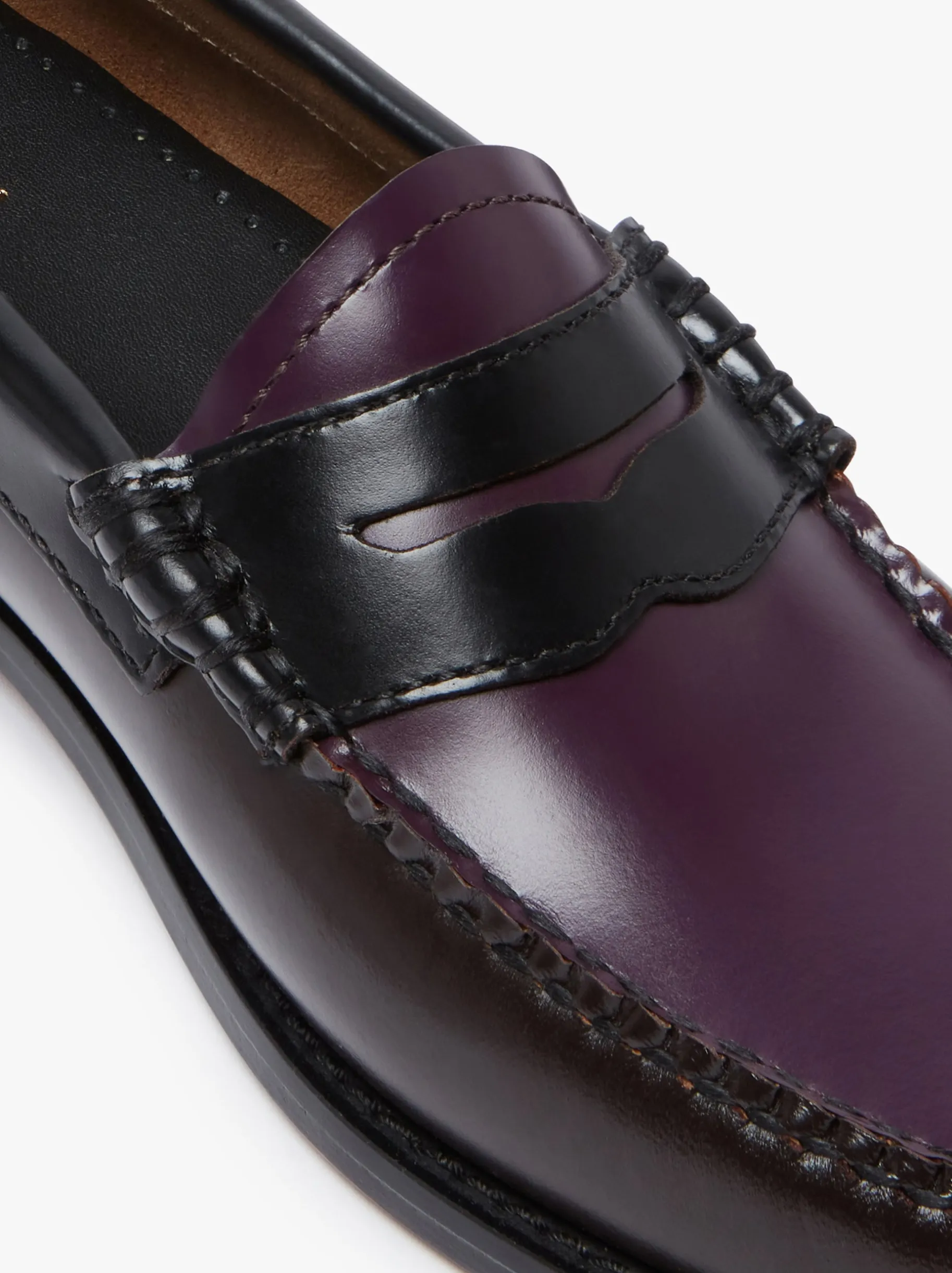 Clearance Weejuns Tricolour Penny Loafers Dark Brown, Black & Plum Leather Women Penny Loafers