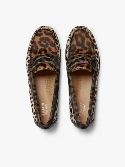 Online Whitney Leopard Penny Loafers Dark Tan Leather with Leopard Print Women Penny Loafers