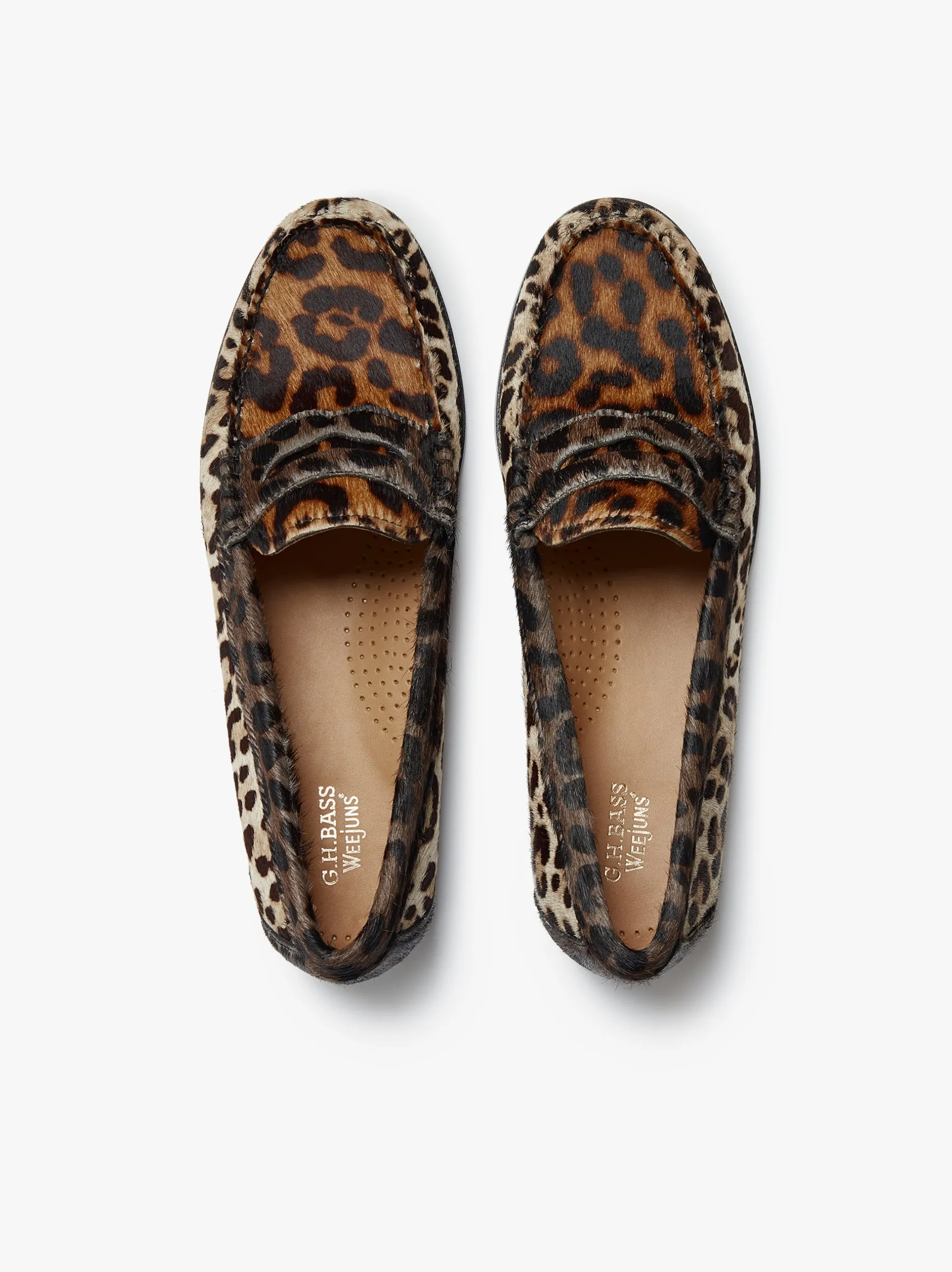 Online Whitney Leopard Penny Loafers Dark Tan Leather with Leopard Print Women Penny Loafers